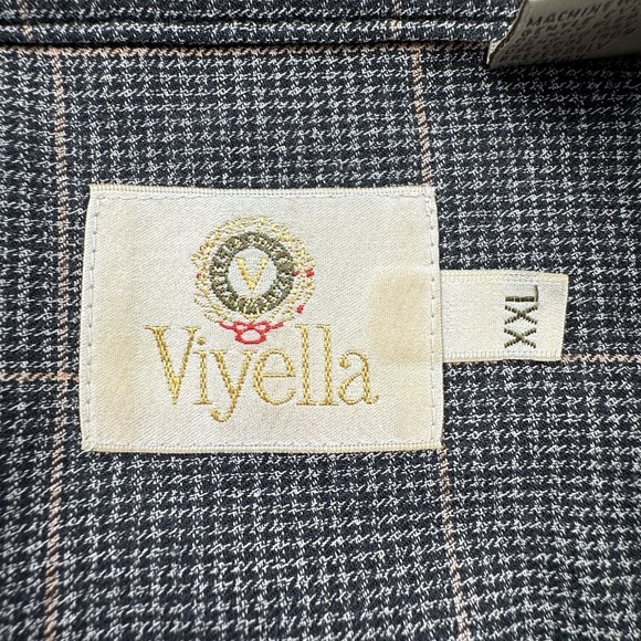 Viyella Wool Cotton Blend Flannel Sport Shirt Men 2XL XXL Plaid Check Gray Black - Picture 13 of 16